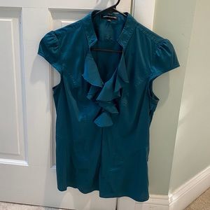 Express Teal Ruffle Blouse, size M
